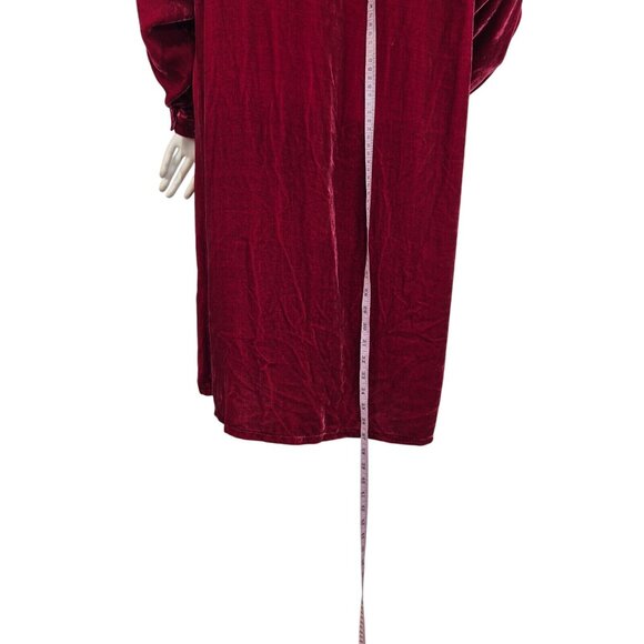 Eileen Fisher Women's Size M Ruby Red Silk Velvet Crew Neck Knee Length Dress 53 - Picture 4 of 11
